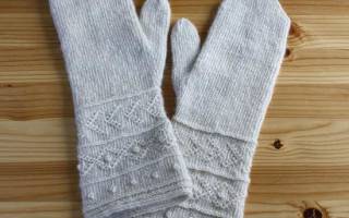 Варежки на 2 спицах для начинающих мастеров