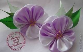 Анютины глазки канзаши: изготовление заготовки для заколок и не только