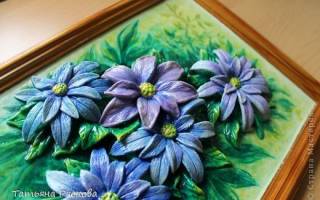 Картина из соленого теста: букет из роз и панно с подсолнухом