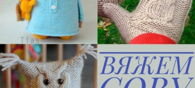 Варежки с совами спицами для модных дам
