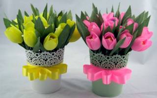 Тюльпан из гофрированной бумаги: работаем вместе с детьми