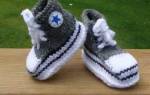 Пинетки-кеды спицами с описанием для теплоты ножек малыша