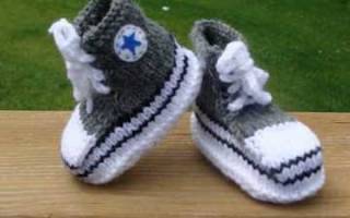Пинетки-кеды спицами с описанием для теплоты ножек малыша