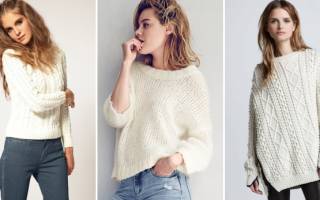 Белый свитер крупной вязки для холодных зимних вечеров