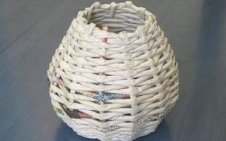 Ситцевое плетение из газетных трубочек: мастер-класс на примере корзинки для цветов