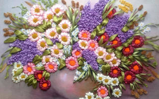 Схемы вышивки цветов: работаем с гладью и лентами