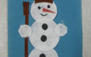 Снеговик из ватных дисков: создаем самодельную аппликацию