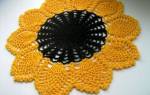 Салфетка-подсолнух крючком: схема и описание работы для желающих