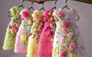 Вышивка на вязаном изделии для дополнения украшений