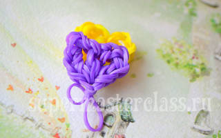 Сердечко из резинок на рогатке или крючком