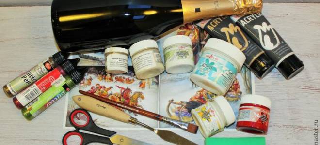 Шампанское на новый год: изучаем декупаж и декор лентами