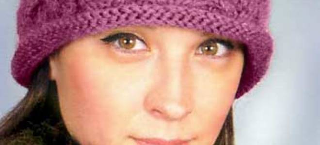 Женская шапка спицами на теплое время года