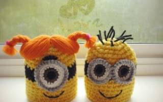 Шапка «миньон» крючком для деток на осень