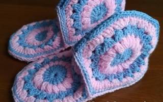 Тапочки из шестиугольников крючком со схемой для уюта в вашем доме