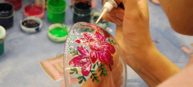 Роспись по стеклу акриловыми красками для начинающих мастериц